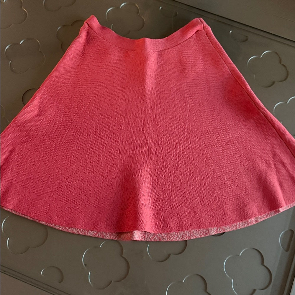 BCBGMAXAZRIA Queeny Coral Jacquard A-Line Skirt Womens Small Stretch Flare Mini - Picture 9 of 16